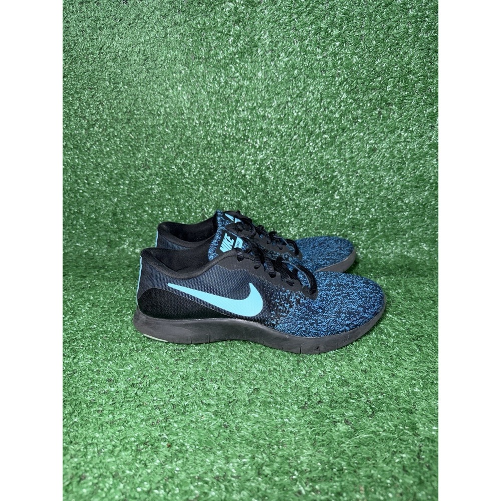 Nike Flex Contact Womens Size 7 Black Blue Comfort Running Shoes Casual Sneakers